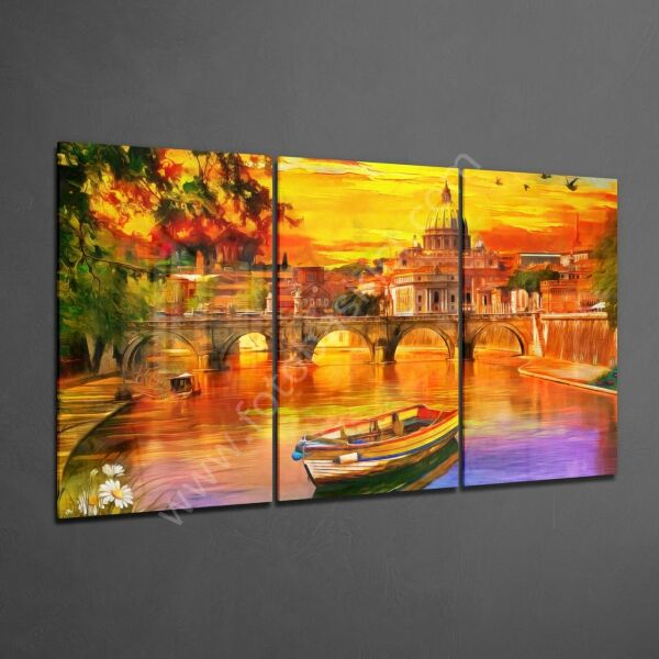 Günbatımı Cam Tablo 3 Adet 46x72 cm