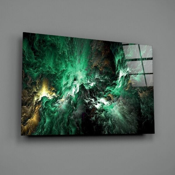 Yeşil Uzay Cam Tablo
