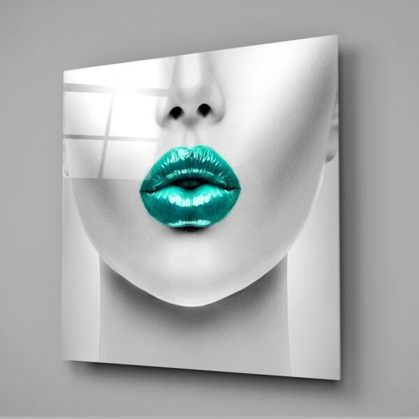 Zümrüt Dudaklar Cam Tablo