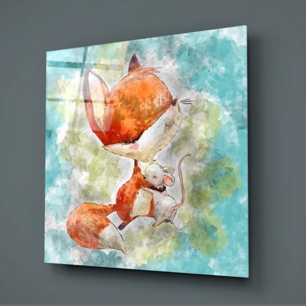 Sevimli Tilki Cam Tablo