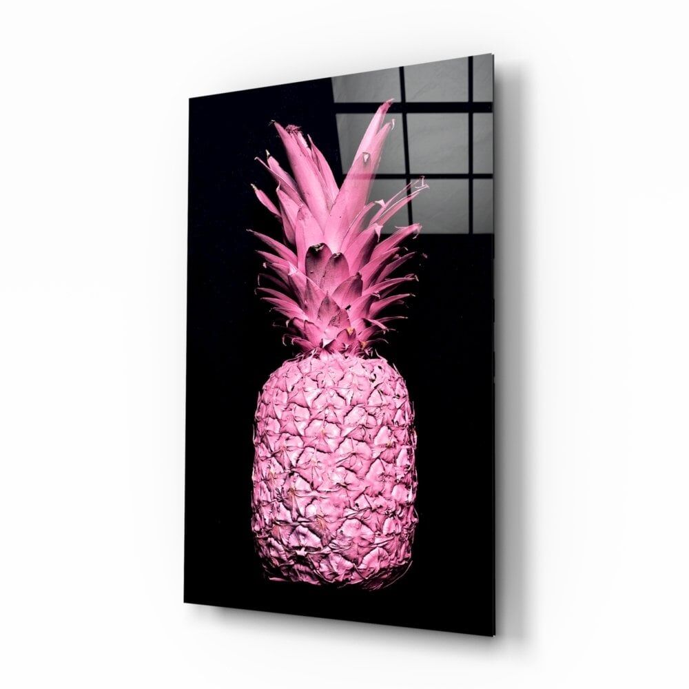 Pembe Ananas Cam Tablo