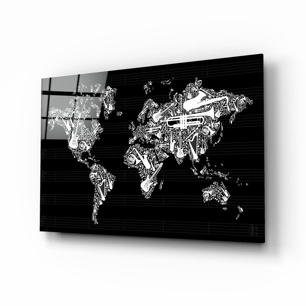 Müziğin Dünyası Cam Tablo