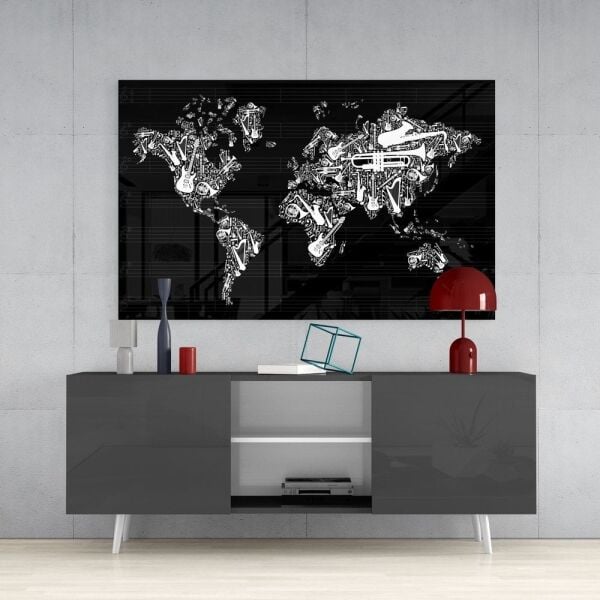 Müziğin Dünyası Cam Tablo