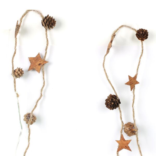 2 Metre Kozalaklı ve Yıldızlı Pilli Led Işık