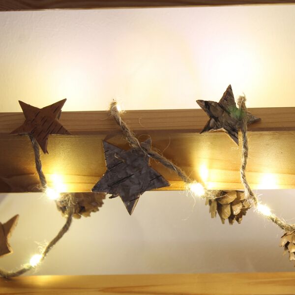 2 Metre Kozalaklı ve Yıldızlı Pilli Led Işık