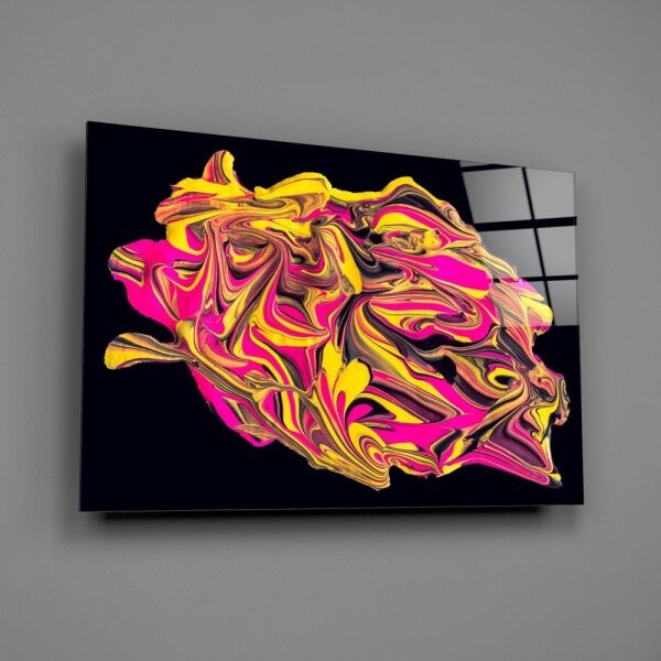 Sarı ile Pembenin Ahengi Cam Tablo