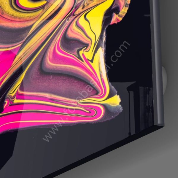 Sarı ile Pembenin Ahengi Cam Tablo