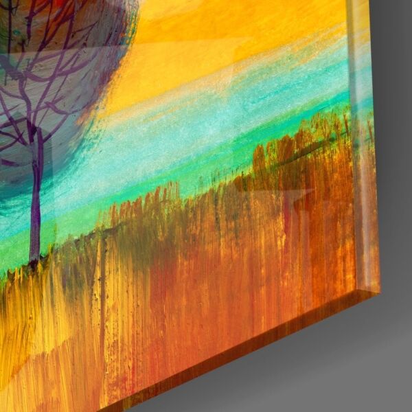 Renkli Ağaçlar Cam Tablo