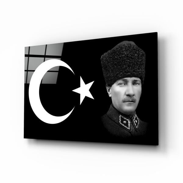 Türk Bayrağı ve Atatürk Cam Tablo