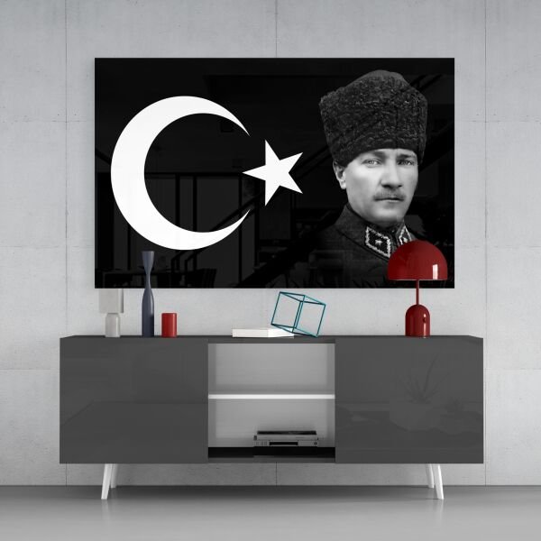 Türk Bayrağı ve Atatürk Cam Tablo
