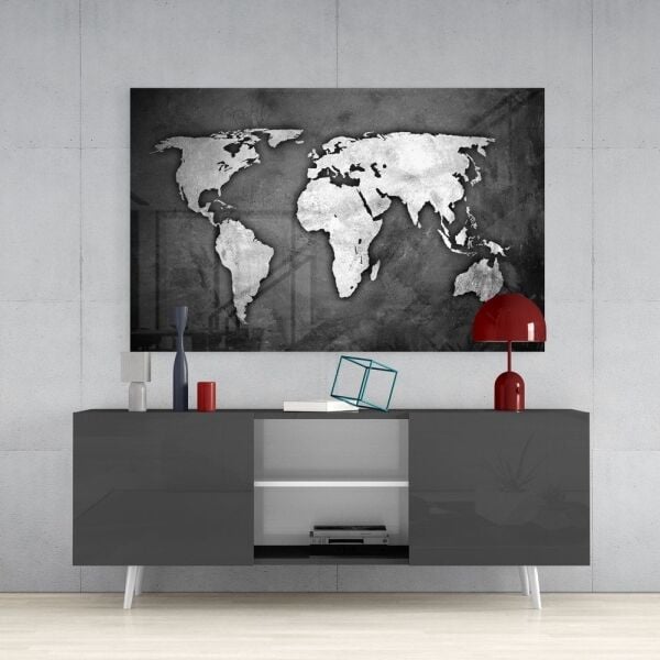 Dünya Haritası Cam Tablo No:3015