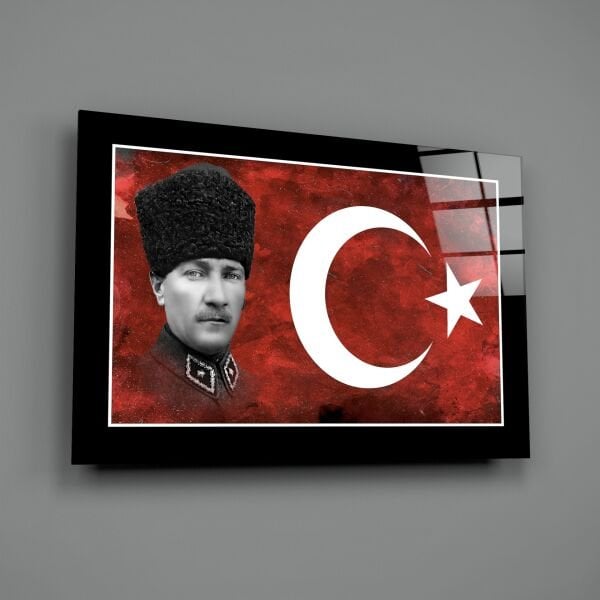 Türk Bayrağı ve Atatürk Cam Tablo