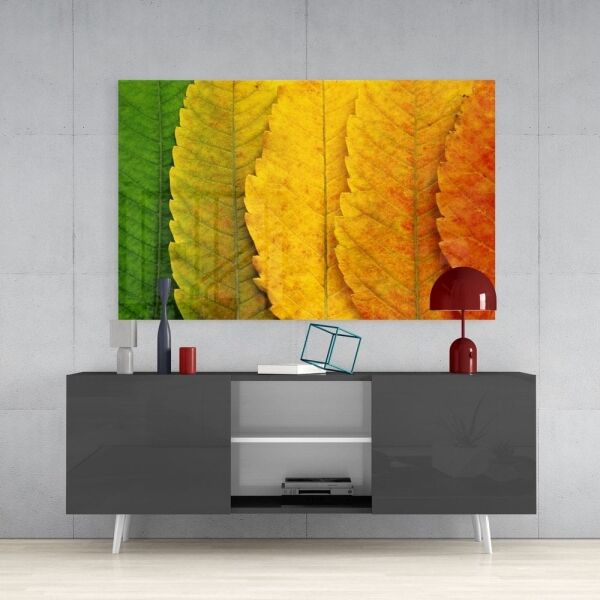 Sonbahar Yaprakları Cam Tablo