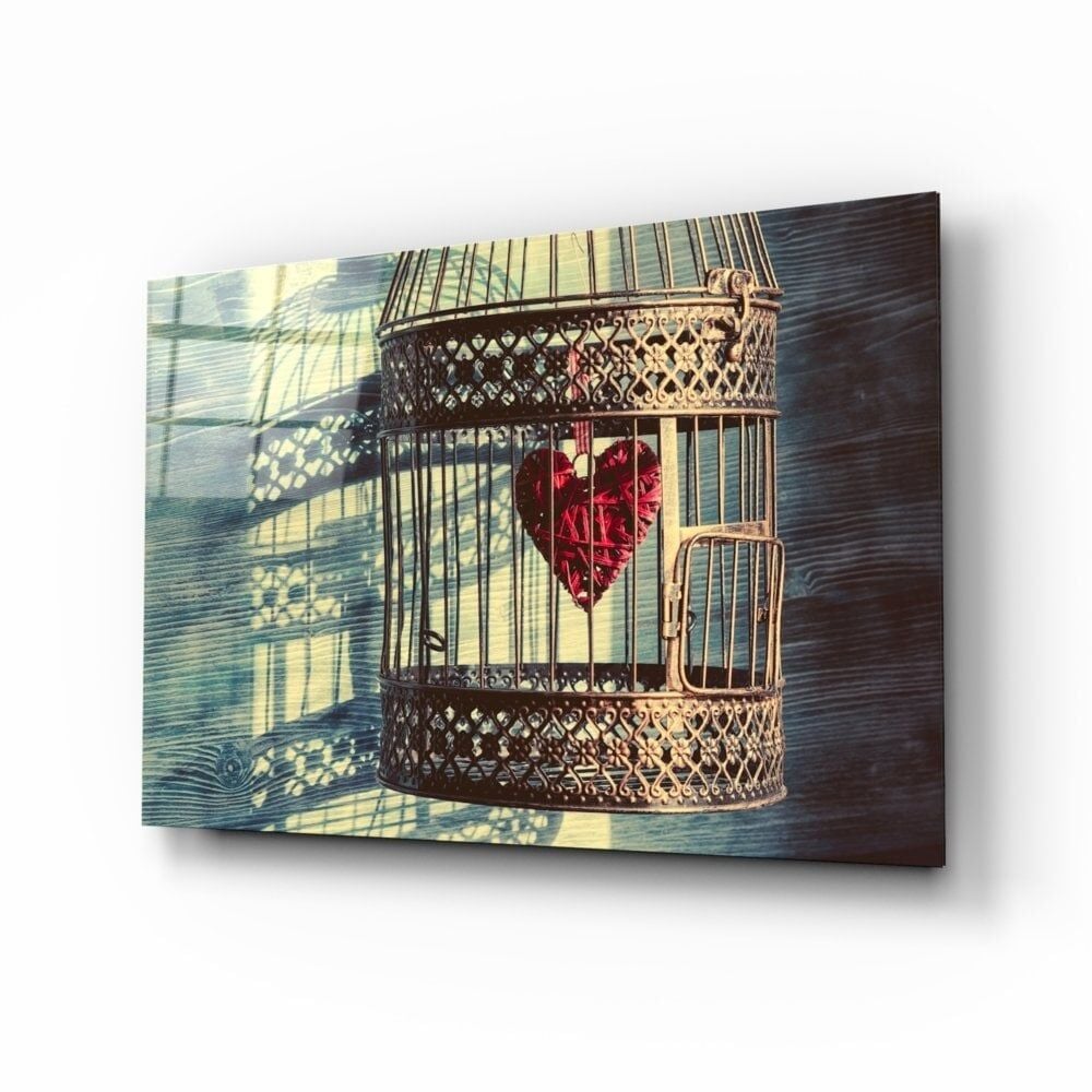 Kafesteki Kalp Cam Tablo