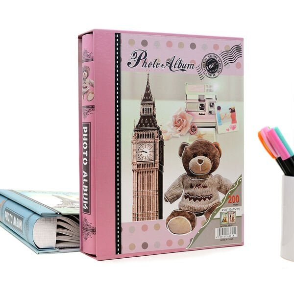 Ayıcık Figürlü Fotoğraf Albümü Pembe 200'lük 10x15