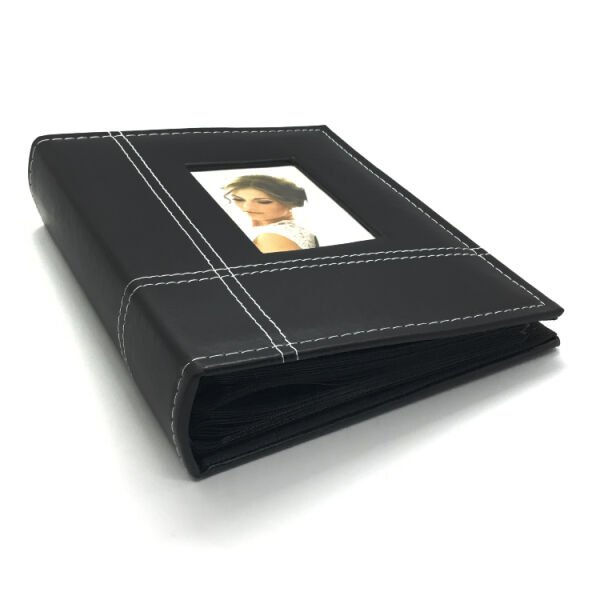 Pencereli Deri Fotoğraf Albümü Siyah 200'lük 10x15
