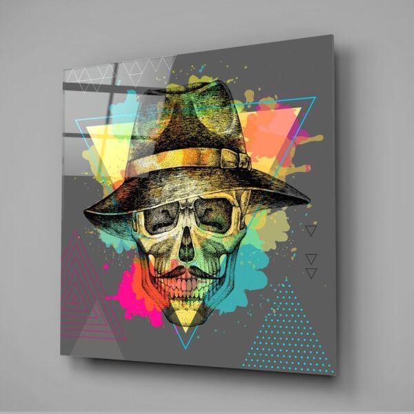 Kafatası - Şapkasız Asla Cam Tablo