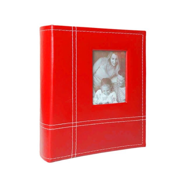 Pencereli Deri Fotoğraf Albümü Kırmızı 200'lük 10x15