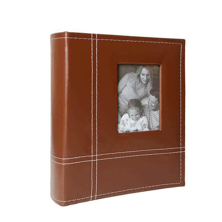 Pencereli Deri Fotoğraf Albümü Kahve 200'lük 10x15