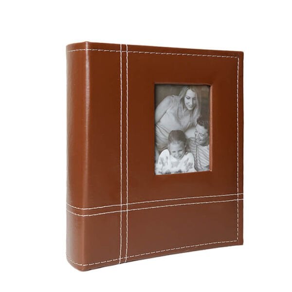 Pencereli Deri Fotoğraf Albümü Kahve 200'lük 10x15