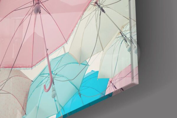 Renkli Şemsiyeler Cam Tablo