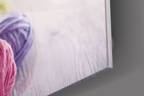 Renkli Yumaklar Cam Tablo