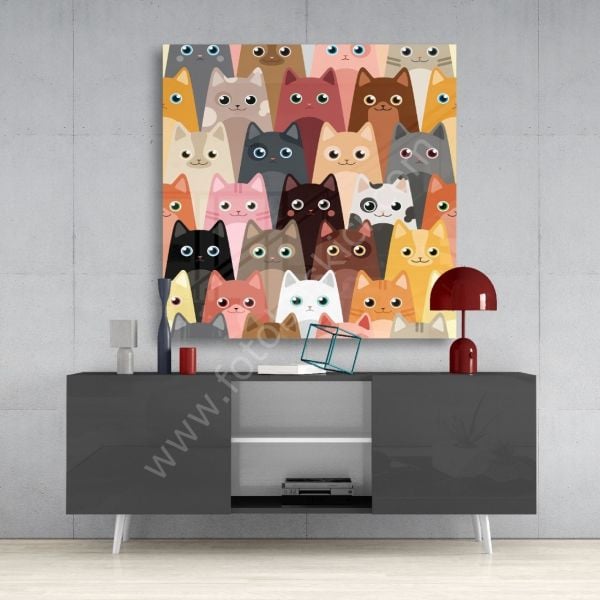 Kediler Cam Tablo