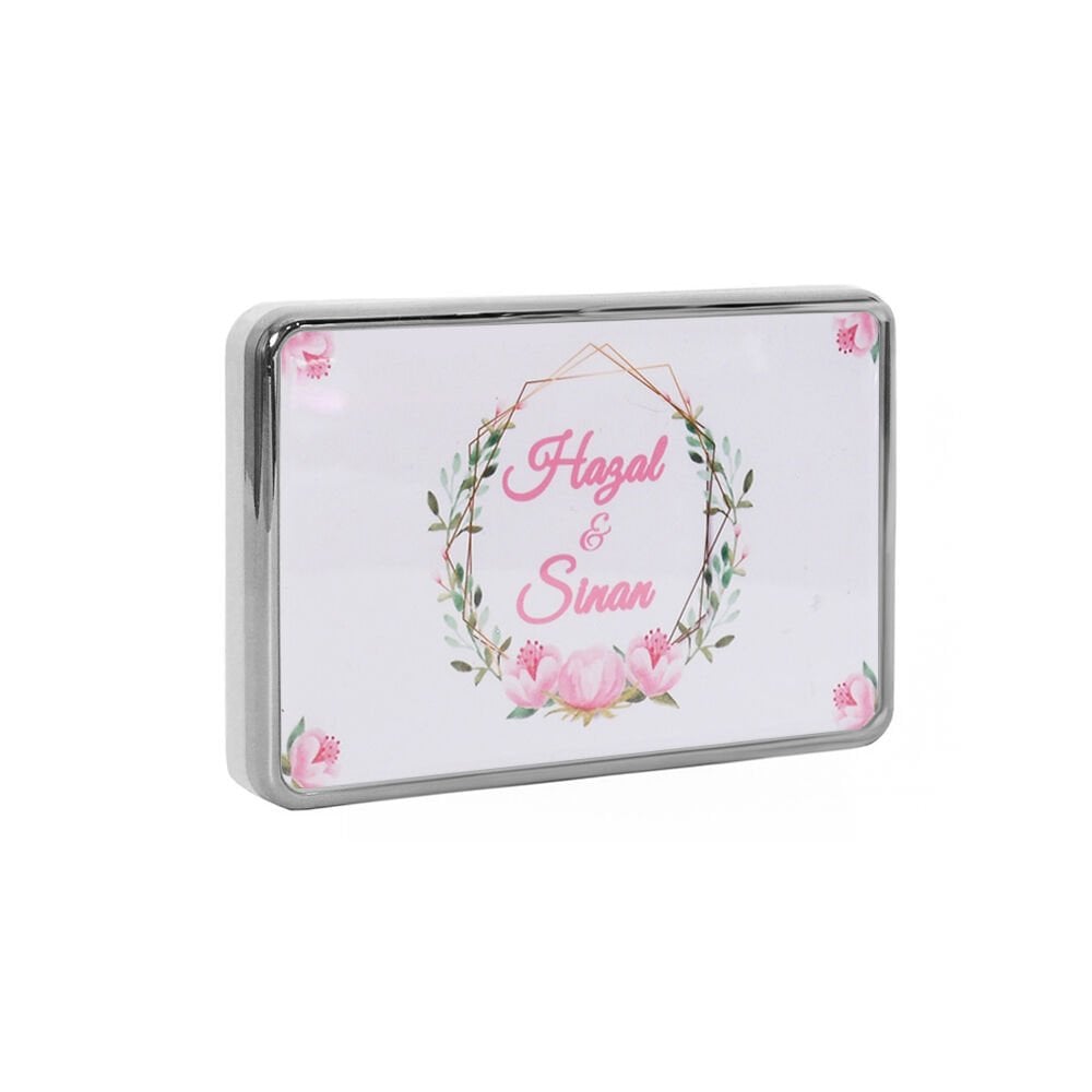 Makyaj Aynalı Cep Albümü Gümüş 8x13 cm