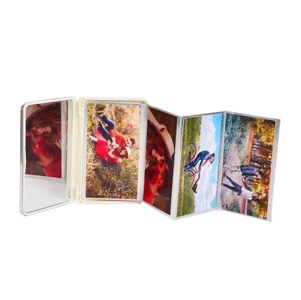 Makyaj Aynalı Cep Albümü Gümüş 8x13 cm