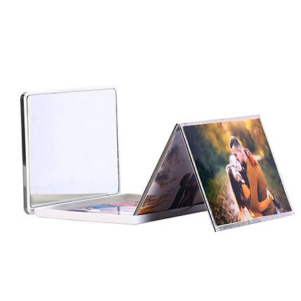 Makyaj Aynalı Cep Albümü Gümüş 13x18 cm