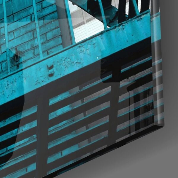 Mavi Merdivenler Cam Tablo