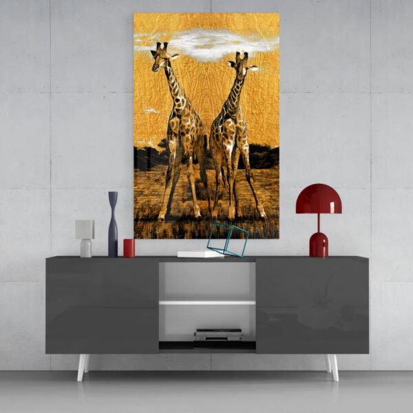 Zürafalar Cam Tablo