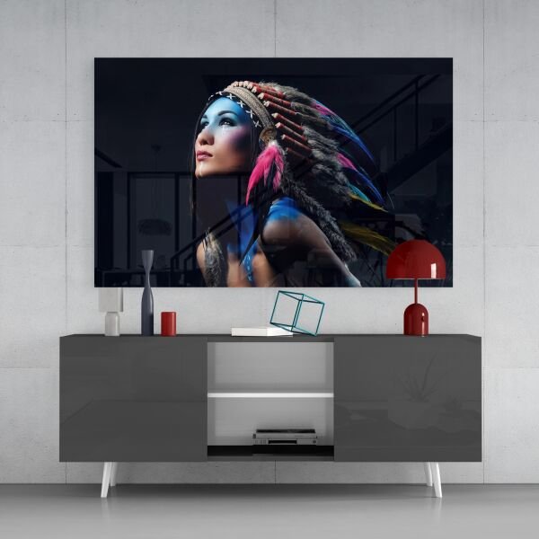 Kırmızı Hint Cam Tablo