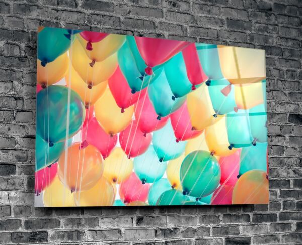 Renkli Balonlar Cam Tablo