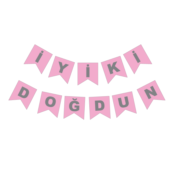 İyi ki Doğdun Bayrak Afiş Pembe