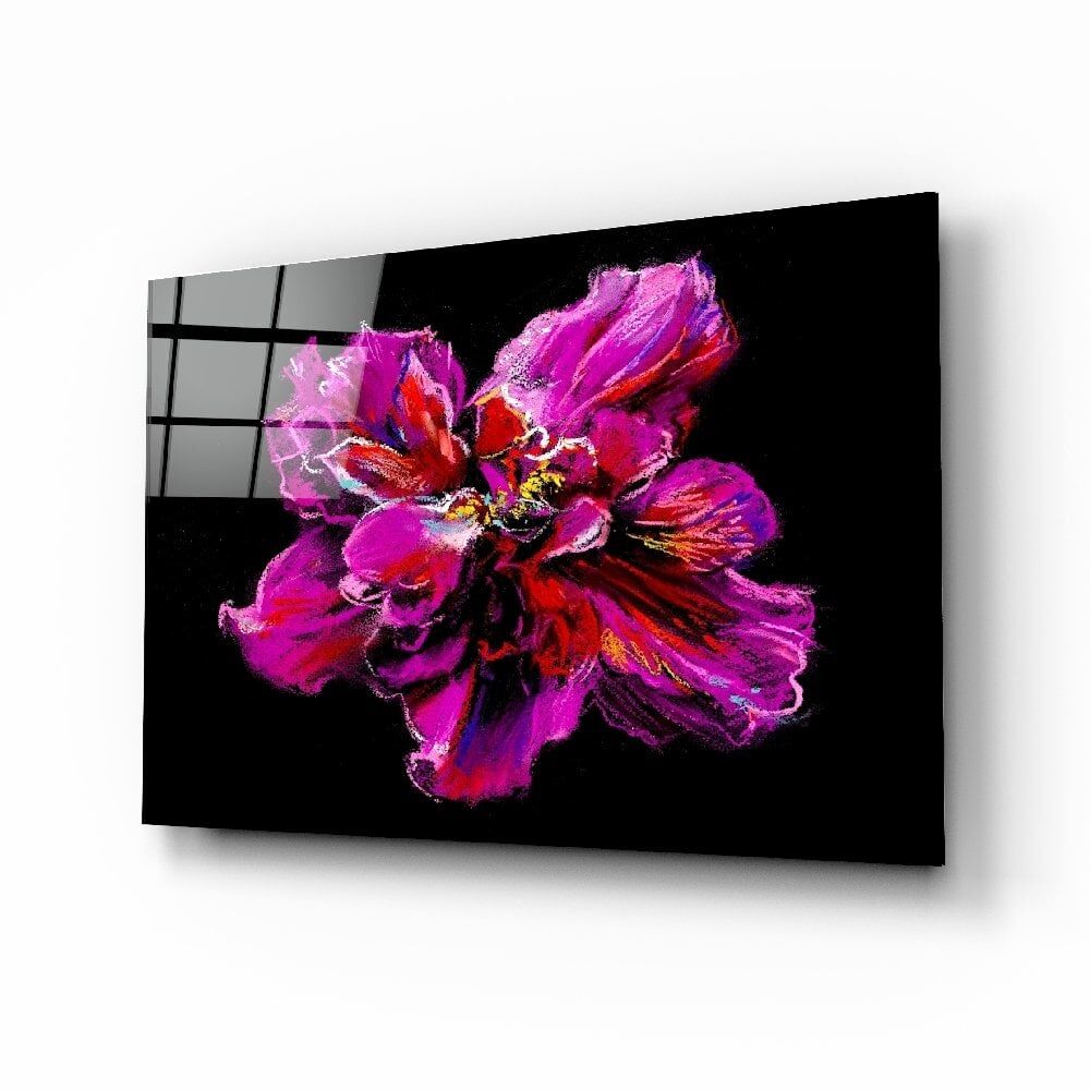 Mor Çiçek Cam Tablo