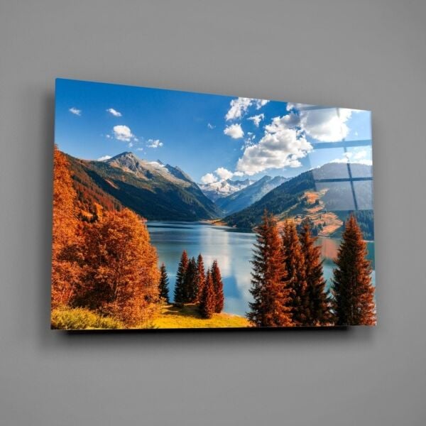 Göl Manzarası Cam Tablo