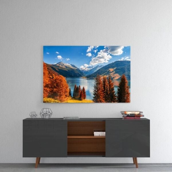 Göl Manzarası Cam Tablo