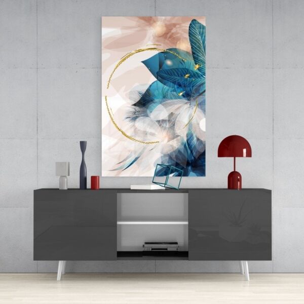 Soyut Çiçek Cam Tablo