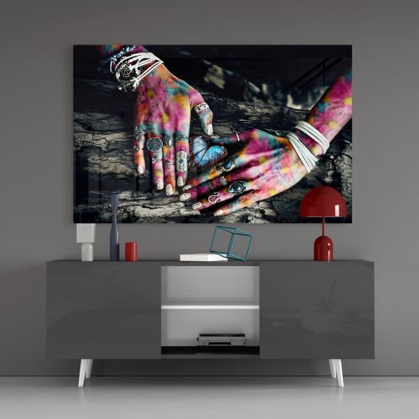 Doğanın Elleri Cam Tablo