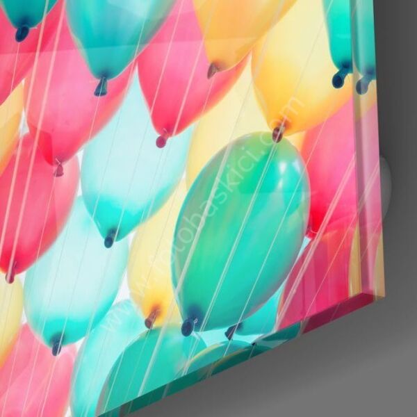 Renkli Balonlar Cam Tablo