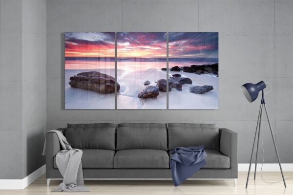 Sahildeki Taşlar Cam Tablo