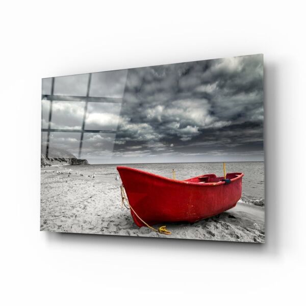 Kırmızı Kayık Cam Tablo No:1030