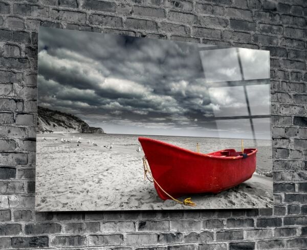 Kırmızı Kayık Cam Tablo No:1030