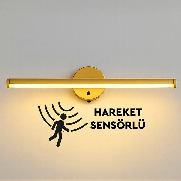 Sensörlü Yapışkanlı Kablosuz Günışığı Led Aplik Gold