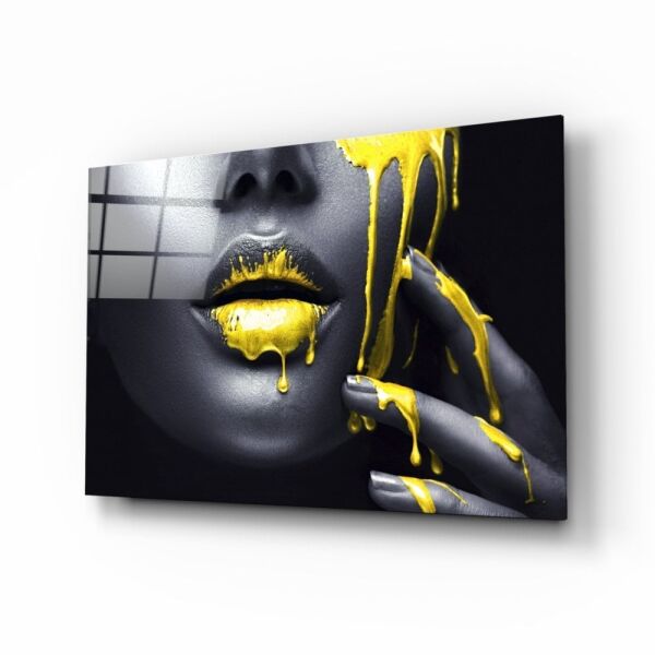 Sarı ve Kadın Cam Tablo