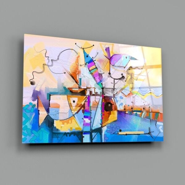 Soyut Renkler Cam Tablo