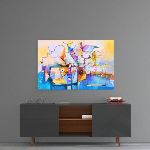 Soyut Renkler Cam Tablo