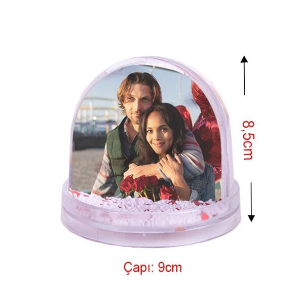 Kalemlikli Fotoğraflı Kar Küresi Şeffaf 9x9 cm