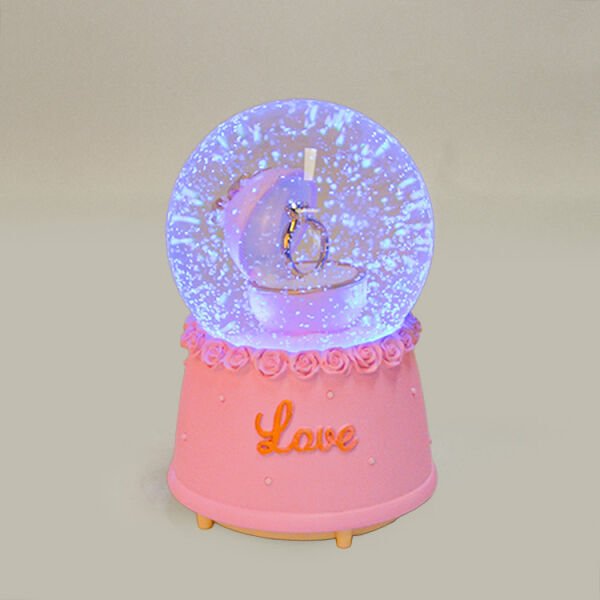 Müzikli ve Hareketli Tek Taşlı Kar Küresi 10x16 cm